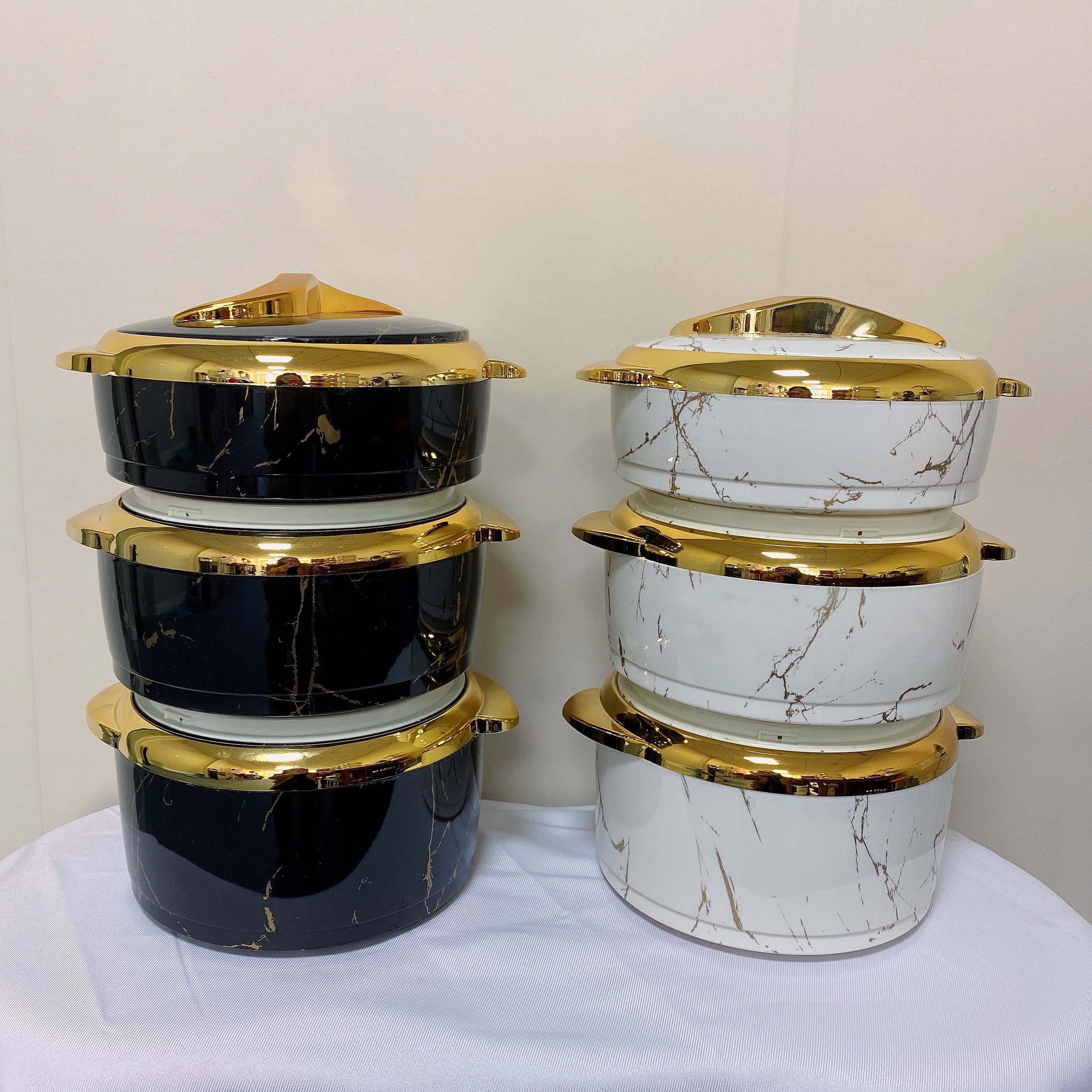 3Pcs Set Insulated Hot Pot Abs Plastic Shell Food Warmer 1.5l 2l 2.5l Casseroles