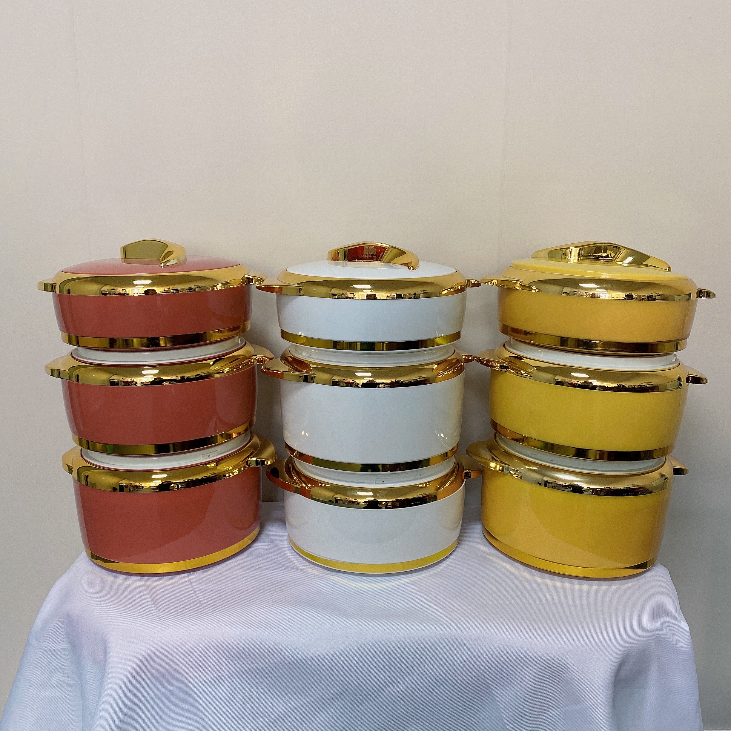 3Pcs Set Insulated Hot Pot Abs Plastic Shell Food Warmer 1.5l 2l 2.5l Casseroles