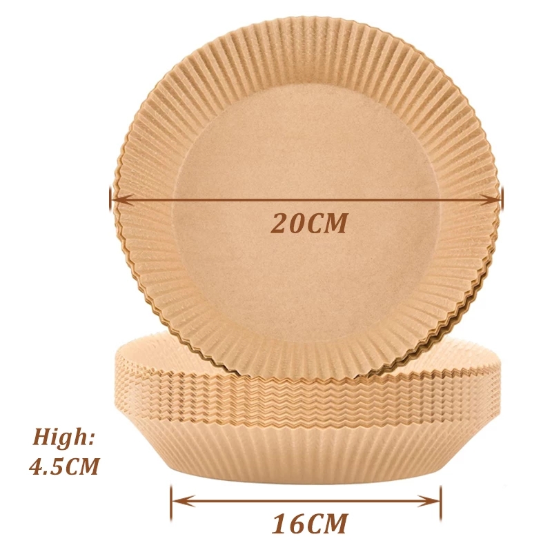 50pcs Air Fryer Disposable Paper Liner Non-Stick Mat Steamer Round Paper Baking Mats Kitchen AirFryer Baking Accessories