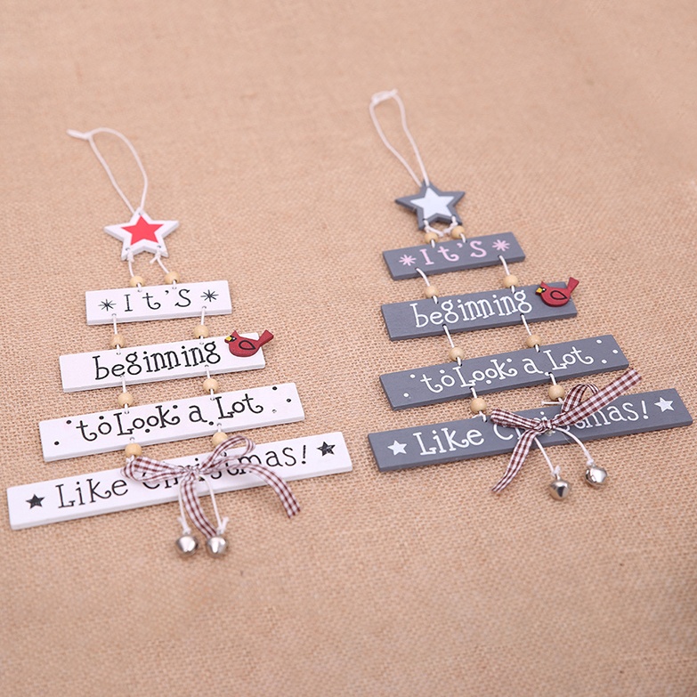 Christmas Tree Shape Wooden Hanging Pendant Creative Colorful Alphabet Pendant Ornament Home Decorations