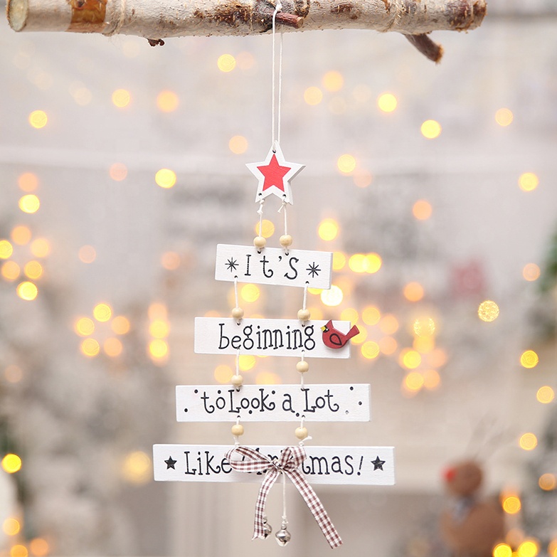 Christmas Tree Shape Wooden Hanging Pendant Creative Colorful Alphabet Pendant Ornament Home Decorations