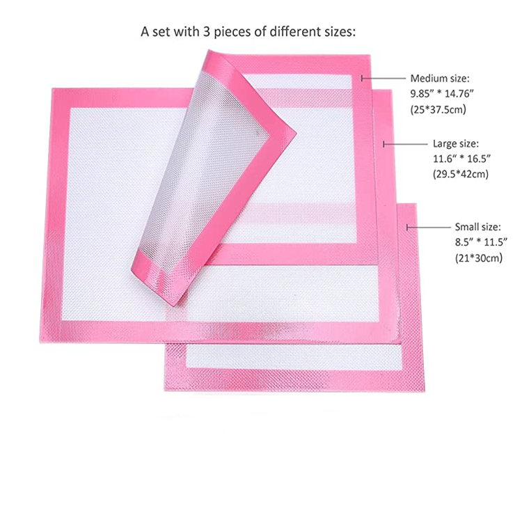 0.70mm thickness Professional food grade kitchen silicone baking sheets pink silicone baking mat nonstick