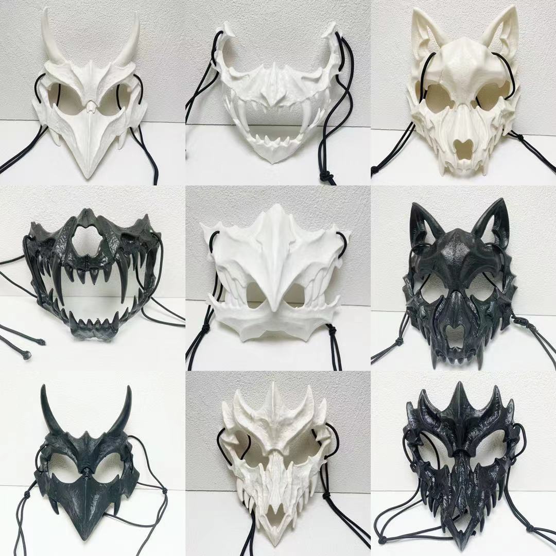 Halloween mask half face mask cospla dragon tiger hag dog Wolf nue mask