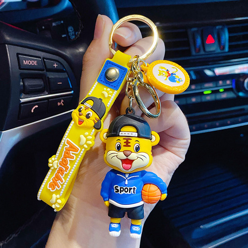 3D Dolls   Key Chain with Wristband Handbag Ornament Bag Pendant Lovely Sport Tiger Basketball Keychain