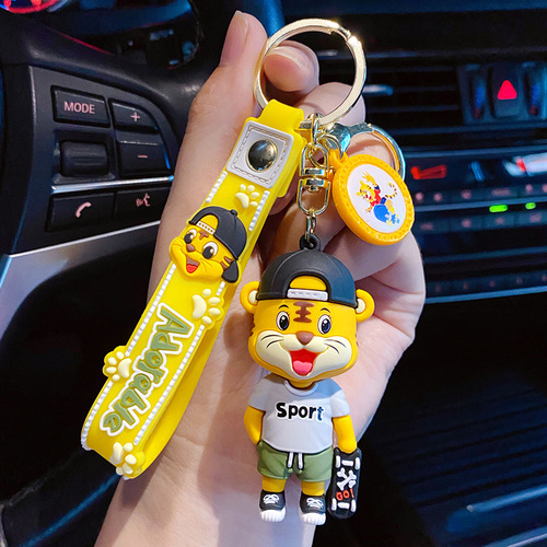 3D Dolls   Key Chain with Wristband Handbag Ornament Bag Pendant Lovely Sport Tiger Basketball Keychain