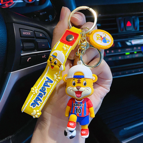3D Dolls   Key Chain with Wristband Handbag Ornament Bag Pendant Lovely Sport Tiger Basketball Keychain