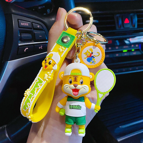 3D Dolls   Key Chain with Wristband Handbag Ornament Bag Pendant Lovely Sport Tiger Basketball Keychain