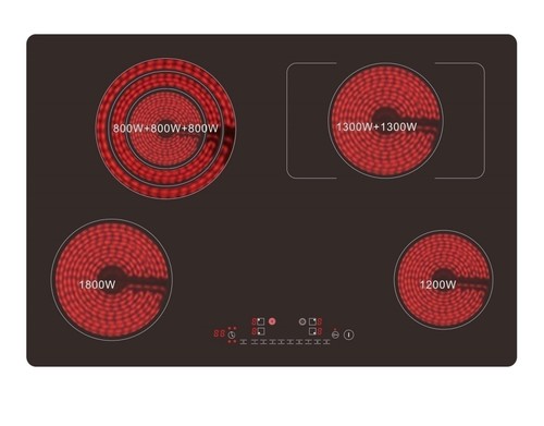 Electric Cooktop 4 Burners 6000W Built-in Radiant Electric Stove Top, Ceramic Cooktop with Kid Safety Lock, Timer