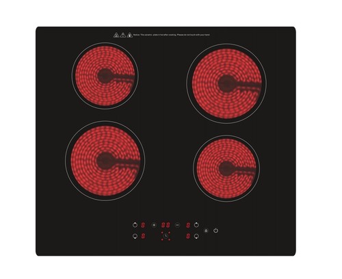 Electric Cooktop 4 Burners 6000W Built-in Radiant Electric Stove Top, Ceramic Cooktop with Kid Safety Lock, Timer