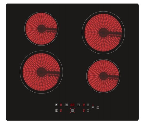 Electric Cooktop 4 Burners 6000W Built-in Radiant Electric Stove Top, Ceramic Cooktop with Kid Safety Lock, Timer