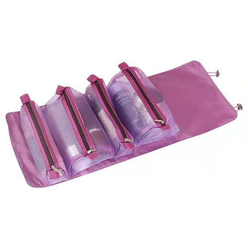 Cosmetic Bag For Women Zipper Mesh Separable Cosmetics Pouch Ladies Foldable Nylon Bag Rope Makeup Bag