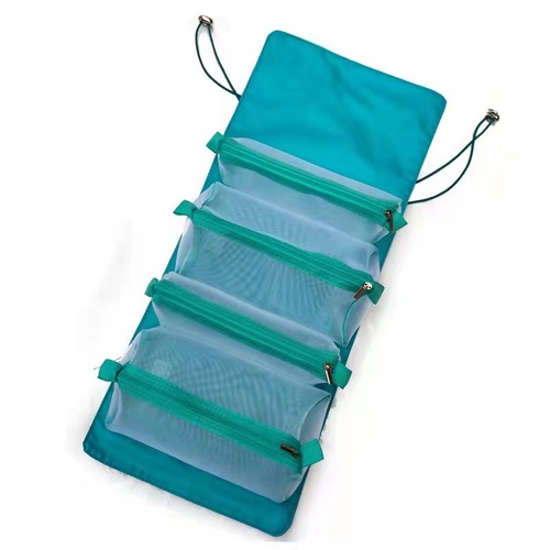 Cosmetic Bag For Women Zipper Mesh Separable Cosmetics Pouch Ladies Foldable Nylon Bag Rope Makeup Bag