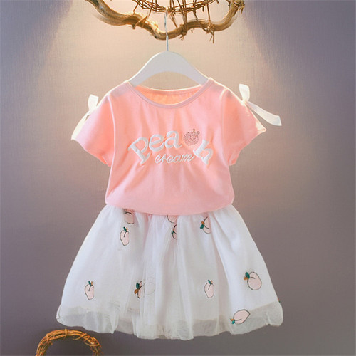 Girls Summer Suit Princess Dress Cotton Swan Mesh Skirt For Baby Girls