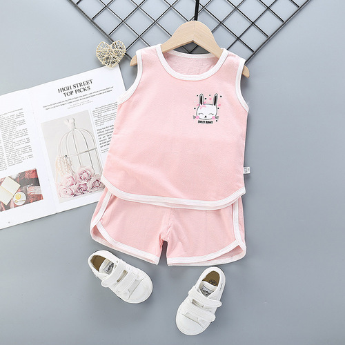 Leisure Sports Suit for Childrens' Boys Sports Breathable Cotton Girls Casual Washable Suit Skin-Friendly Clothes