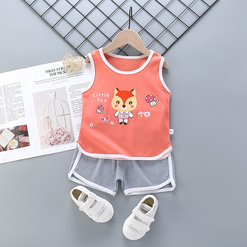 Leisure Sports Suit for Childrens' Boys Sports Breathable Cotton Girls Casual Washable Suit Skin-Friendly Clothes