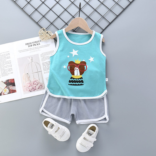 Leisure Sports Suit for Childrens' Boys Sports Breathable Cotton Girls Casual Washable Suit Skin-Friendly Clothes