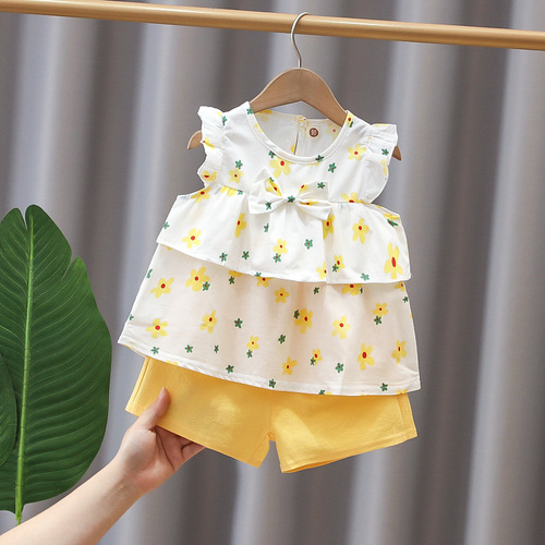 Summer Baby Girls' Clothing Sets Kids Two Piece Short Sleeve Top Skirts Kids Clothes for Girls