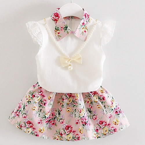 Summer Baby Girls' Clothing Sets Kids Two Piece Short Sleeve Top Skirts Kids Clothes for Girls