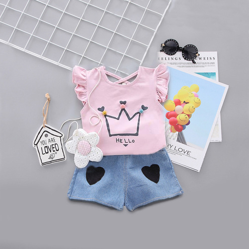 Summer Baby Girls' Clothing Sets Kids Two Piece Short Sleeve Top Skirts Kids Clothes for Girls