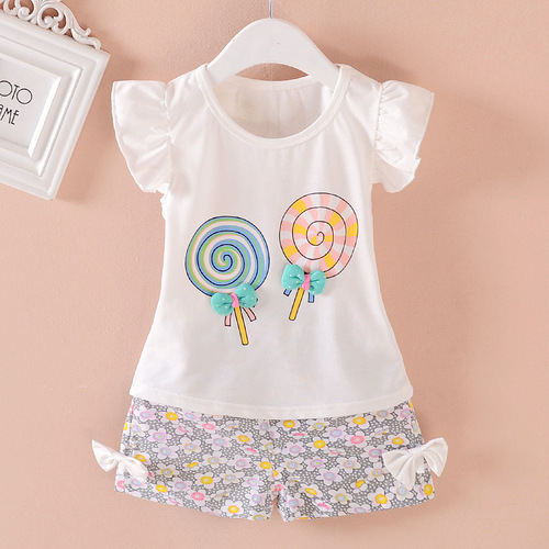 Summer Baby Girls' Clothing Sets Kids Two Piece Short Sleeve Top Skirts Kids Clothes for Girls