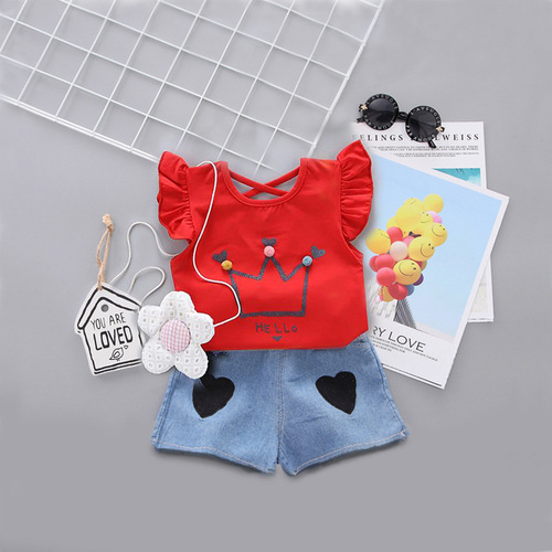Summer Baby Girls' Clothing Sets Kids Two Piece Short Sleeve Top Skirts Kids Clothes for Girls