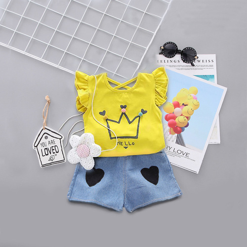 Summer Baby Girls' Clothing Sets Kids Two Piece Short Sleeve Top Skirts Kids Clothes for Girls