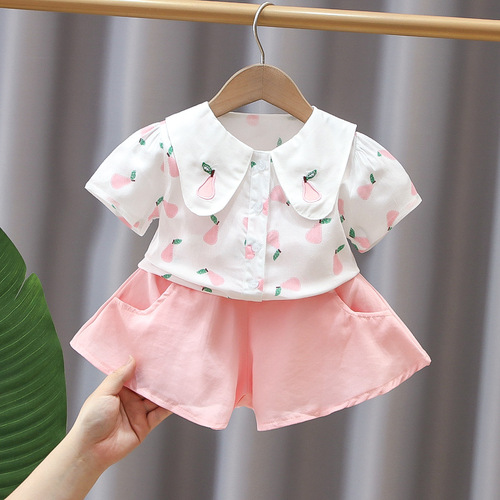Summer Baby Girls' Clothing Sets Kids Two Piece Short Sleeve Top Skirts Kids Clothes for Girls