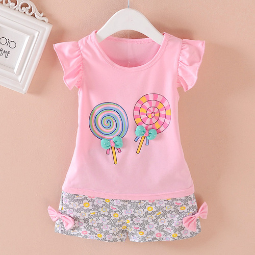 Summer Baby Girls' Clothing Sets Kids Two Piece Short Sleeve Top Skirts Kids Clothes for Girls