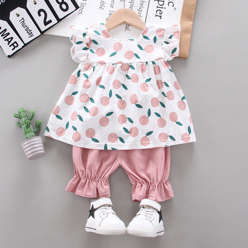 Summer Baby Girls' Clothing Sets Kids Two Piece Short Sleeve Top Skirts Kids Clothes for Girls