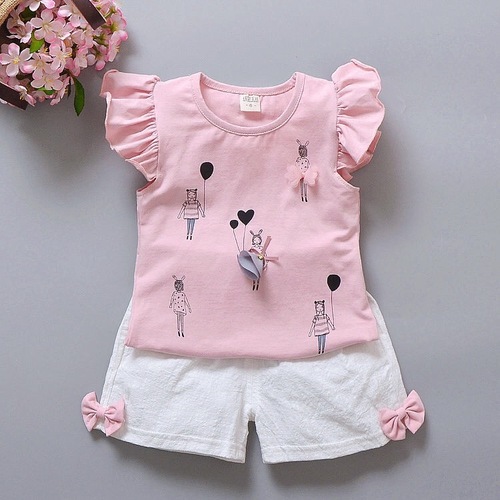 Summer Baby Girls' Clothing Sets Kids Two Piece Short Sleeve Top Skirts Kids Clothes for Girls