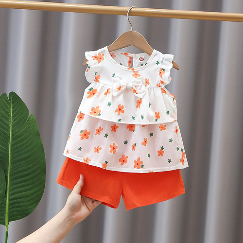 Summer Baby Girls' Clothing Sets Kids Two Piece Short Sleeve Top Skirts Kids Clothes for Girls