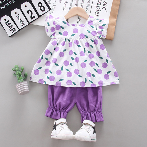 Summer Baby Girls' Clothing Sets Kids Two Piece Short Sleeve Top Skirts Kids Clothes for Girls