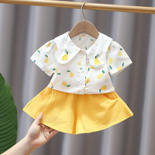 Summer Baby Girls' Clothing Sets Kids Two Piece Short Sleeve Top Skirts Kids Clothes for Girls