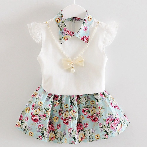 Summer Baby Girls' Clothing Sets Kids Two Piece Short Sleeve Top Skirts Kids Clothes for Girls
