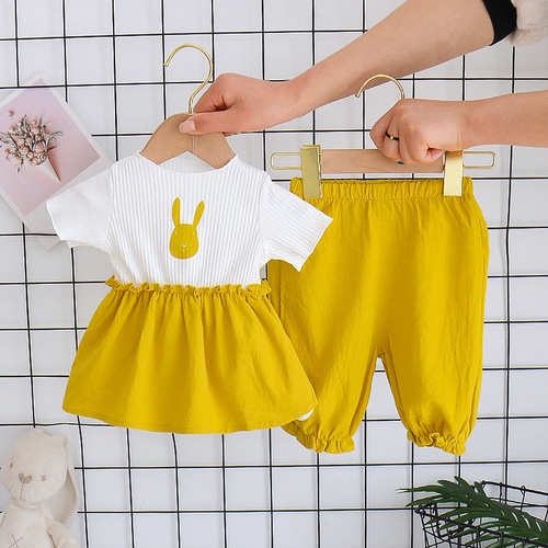 Summer Baby Girls' Clothing Sets Kids Two Piece Short Sleeve Top Skirts Kids Clothes for Girls