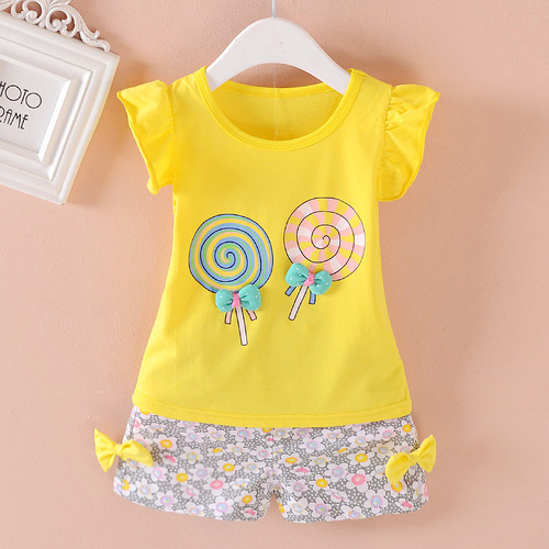 Summer Baby Girls' Clothing Sets Kids Two Piece Short Sleeve Top Skirts Kids Clothes for Girls
