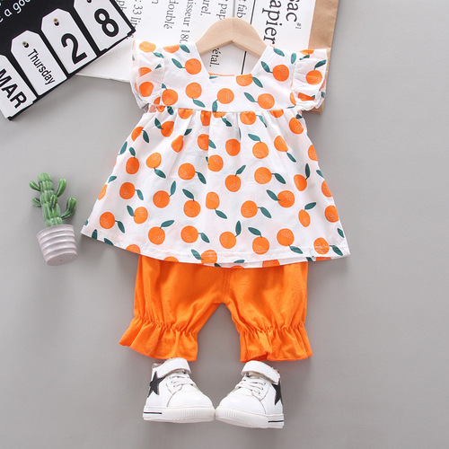 Summer Baby Girls' Clothing Sets Kids Two Piece Short Sleeve Top Skirts Kids Clothes for Girls