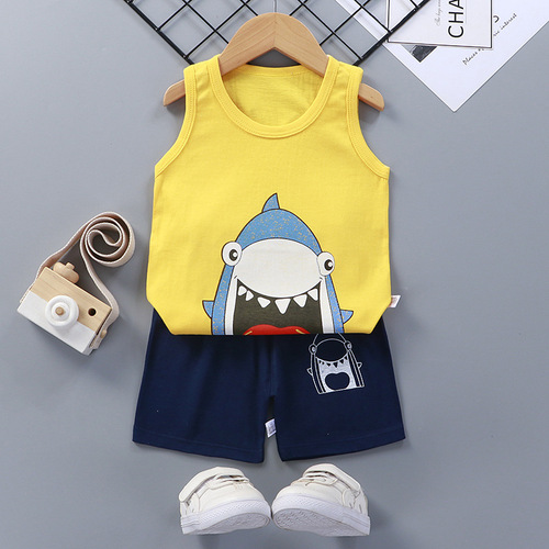  Mixed Vest Home Wear Suit Summer Cotton Boys Girls Kids Tank Top Shorts Garment Stock Lot Clothes Pajamas Set