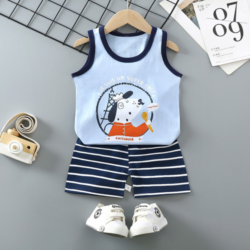  Mixed Vest Home Wear Suit Summer Cotton Boys Girls Kids Tank Top Shorts Garment Stock Lot Clothes Pajamas Set