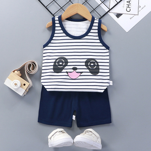  Mixed Vest Home Wear Suit Summer Cotton Boys Girls Kids Tank Top Shorts Garment Stock Lot Clothes Pajamas Set