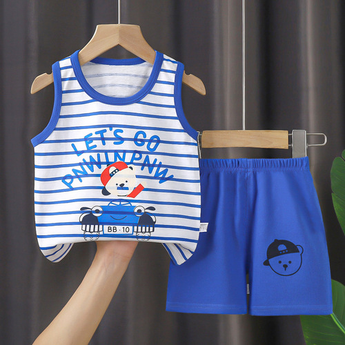  Mixed Vest Home Wear Suit Summer Cotton Boys Girls Kids Tank Top Shorts Garment Stock Lot Clothes Pajamas Set