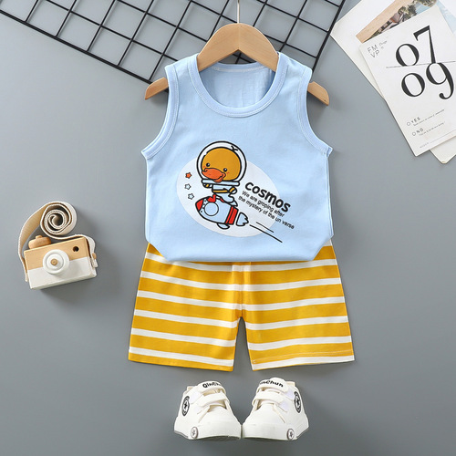  Mixed Vest Home Wear Suit Summer Cotton Boys Girls Kids Tank Top Shorts Garment Stock Lot Clothes Pajamas Set