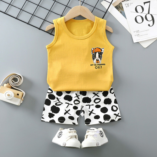  Mixed Vest Home Wear Suit Summer Cotton Boys Girls Kids Tank Top Shorts Garment Stock Lot Clothes Pajamas Set