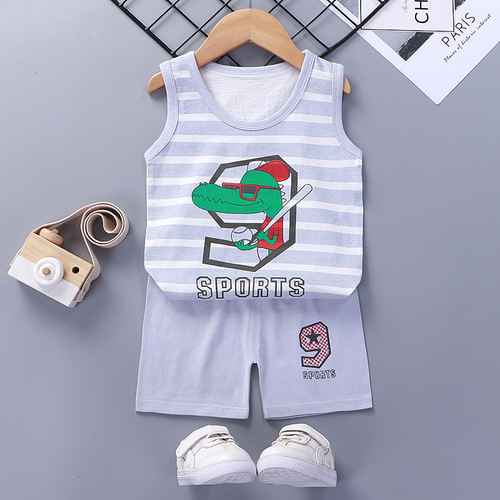  Mixed Vest Home Wear Suit Summer Cotton Boys Girls Kids Tank Top Shorts Garment Stock Lot Clothes Pajamas Set