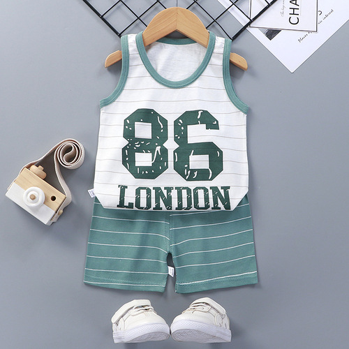  Mixed Vest Home Wear Suit Summer Cotton Boys Girls Kids Tank Top Shorts Garment Stock Lot Clothes Pajamas Set