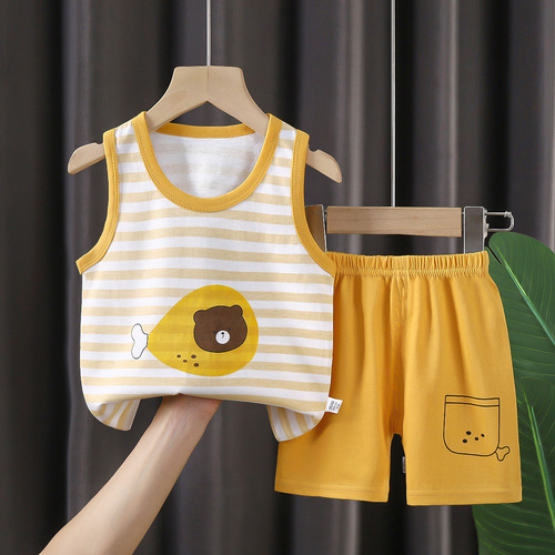  Mixed Vest Home Wear Suit Summer Cotton Boys Girls Kids Tank Top Shorts Garment Stock Lot Clothes Pajamas Set