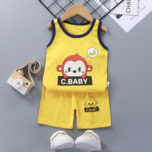  Mixed Vest Home Wear Suit Summer Cotton Boys Girls Kids Tank Top Shorts Garment Stock Lot Clothes Pajamas Set