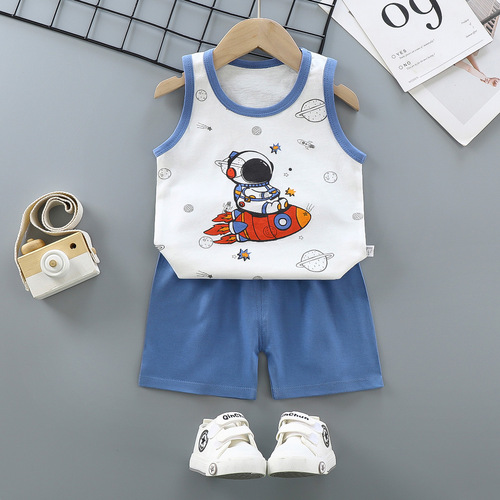  Mixed Vest Home Wear Suit Summer Cotton Boys Girls Kids Tank Top Shorts Garment Stock Lot Clothes Pajamas Set