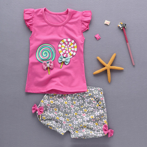 Baby Girls Summer Design Clothes Set 100% Cotton Baby Girls Sleeveless Shirt Pants 2pcs Clothes 