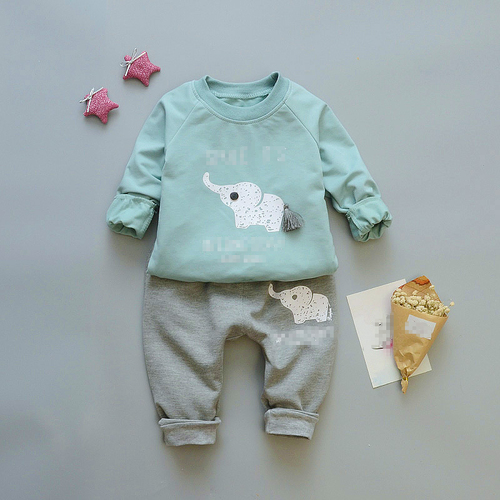 Spring Girl's Clothing Printed Floral Hoodie + Pants 2 Pieces Children's Clothing Suit